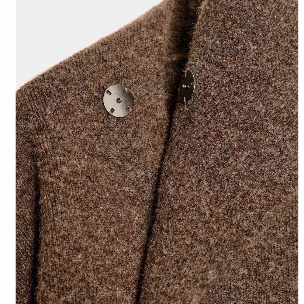 NWT Zara Women’s Wrap Brown Sweater Cardigan Scarf Jacket Size Small 9598 - Picture 6 of 6